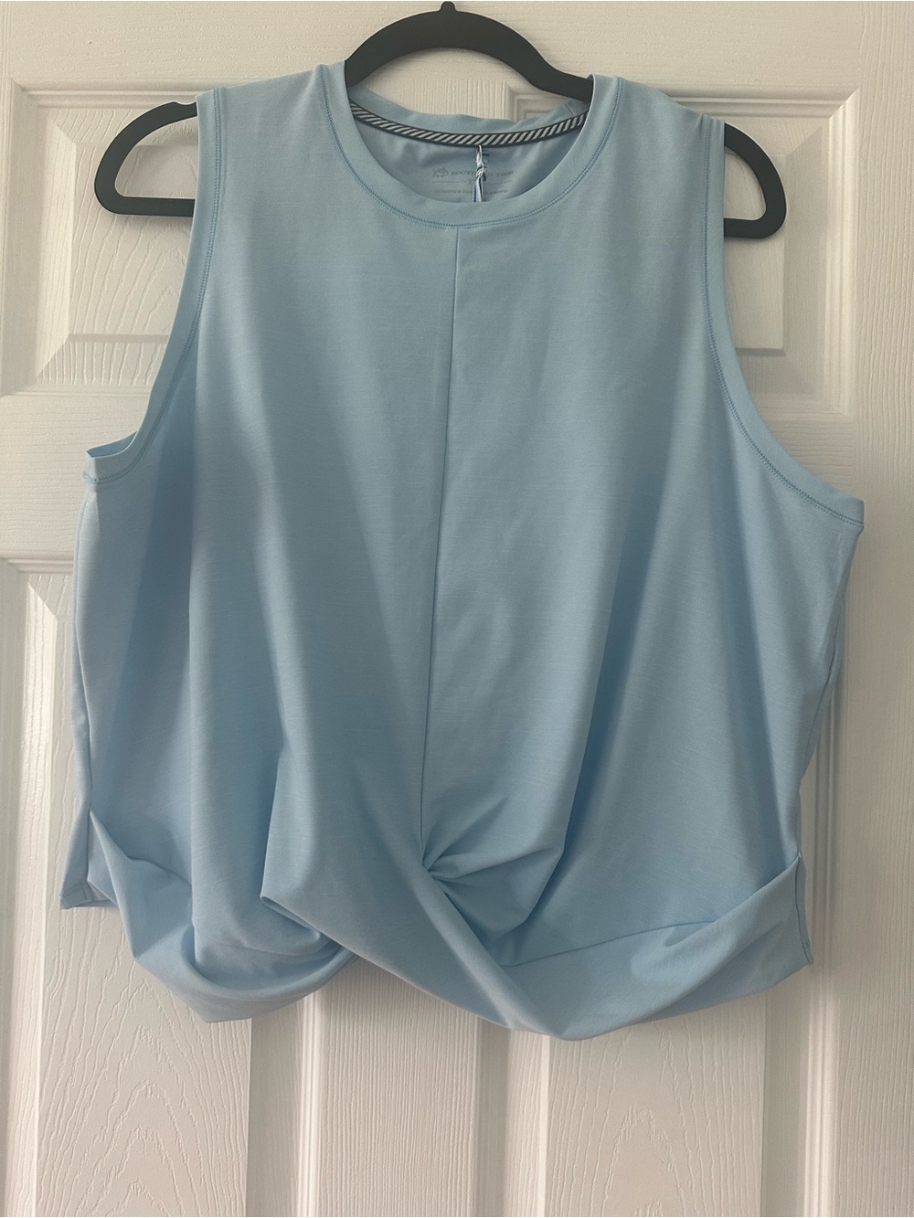 Southern Tide Sky Blue Sleeveless Twist-Front Crop Tank